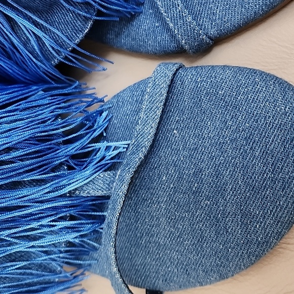 Cape Robbin Womens Blue Fringe Above Ankle Sandals Size 6 New - Picture 2 of 12